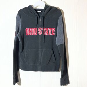 PINK Victoria's Secret Ohio State Buckeyes Fleece Full Zip Hoodie Grey Women M